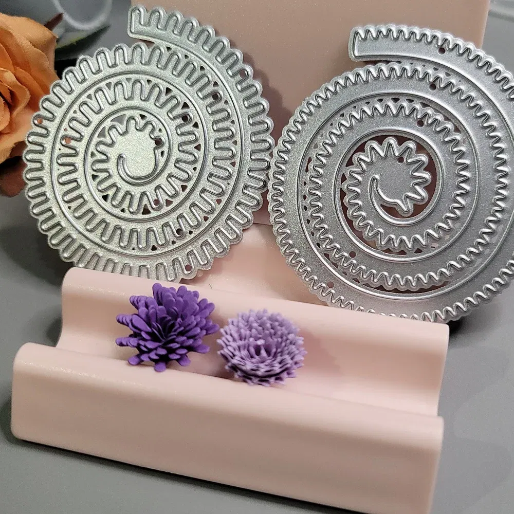 Color: Light Grey, Size: S, Ships From: CHINA - 6 Styles Spiral Flower Metal Cutting Dies Scrapbook Embossing Circle Die Cuts Album DIY Craft Cutting Die 2023 New