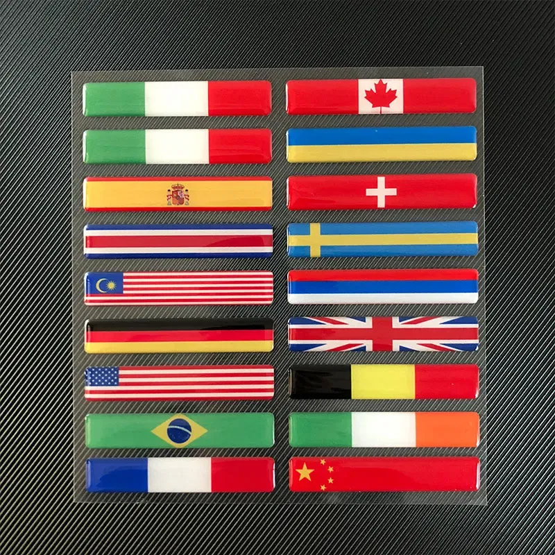 Color: transparent - 3D Reflective National Flag Sticker Motorcycle Accessories Car Decal British Italy USA France Russia Spain Brazil Chile ukraine