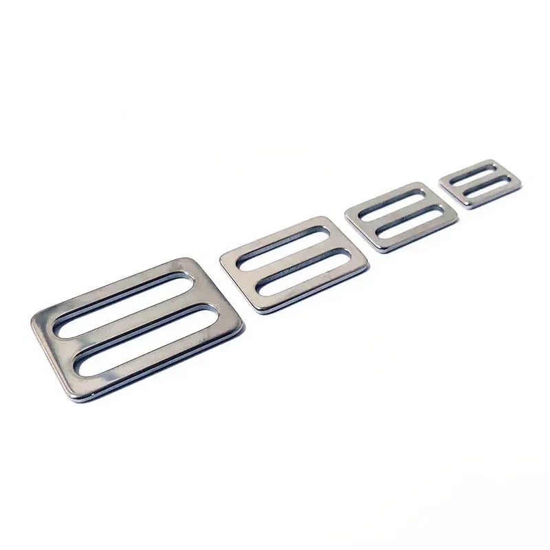Size: 7# - Stainless Steel Tri-Glide Strap Adjuster Full Slider Square Buclke for Leather Craft Bag Shoulder Strap Belt Webbing