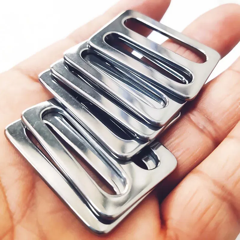 Size: 7# - Stainless Steel Tri-Glide Strap Adjuster Full Slider Square Buclke for Leather Craft Bag Shoulder Strap Belt Webbing