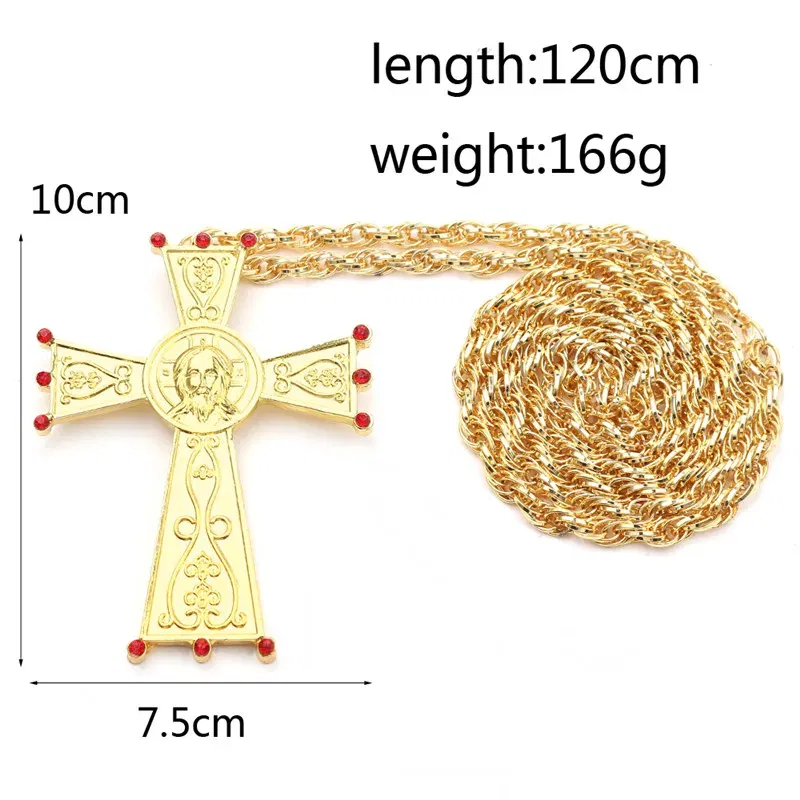 Color: Dark Green, Cross Size: Other - Christian Prayer Jewelry Talisman Pendant Necklace Russian Slavic Charm Orthodox Eastern Church Cross Necklaces Men Women