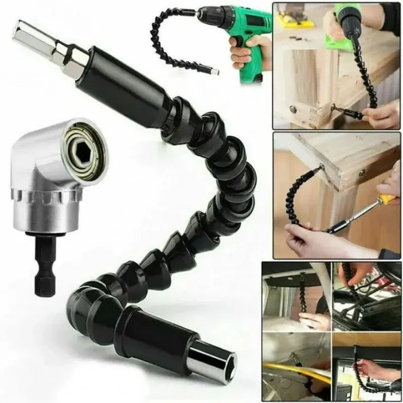 Color: Blue - Flexible Drill Extension Hex Shank Drill Nut Driver Bit Set Bendable Drill Bit Extension+ScrewdriverBit+Universal Socket Adapter