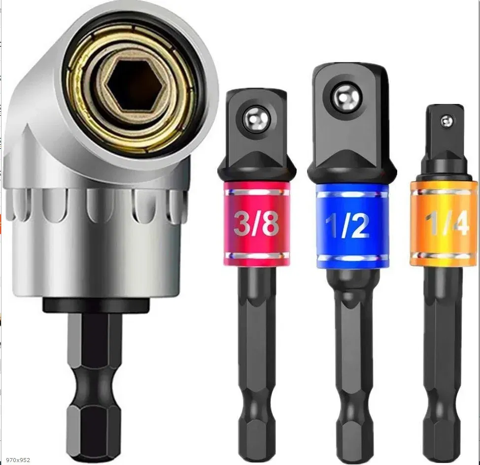 Color: Blue - Flexible Drill Extension Hex Shank Drill Nut Driver Bit Set Bendable Drill Bit Extension+ScrewdriverBit+Universal Socket Adapter