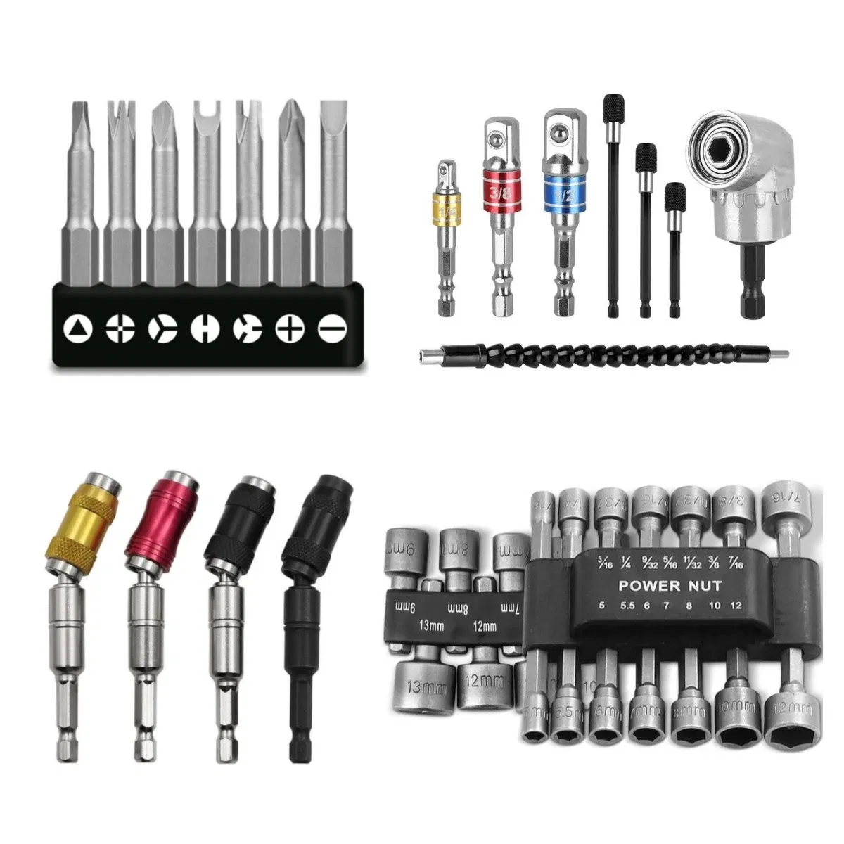 Color: Blue - Flexible Drill Extension Hex Shank Drill Nut Driver Bit Set Bendable Drill Bit Extension+ScrewdriverBit+Universal Socket Adapter