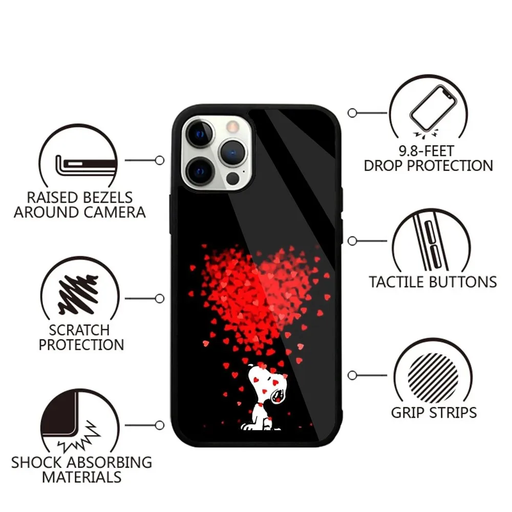 Color: Brown, Material: Neoprene - Anime Cartoon-S-Snoopy-s Phone Case For iPhone 16,15,14,13,12,11,Plus,Pro,Max,Mini Magsafe Magnetic Wireless Charging