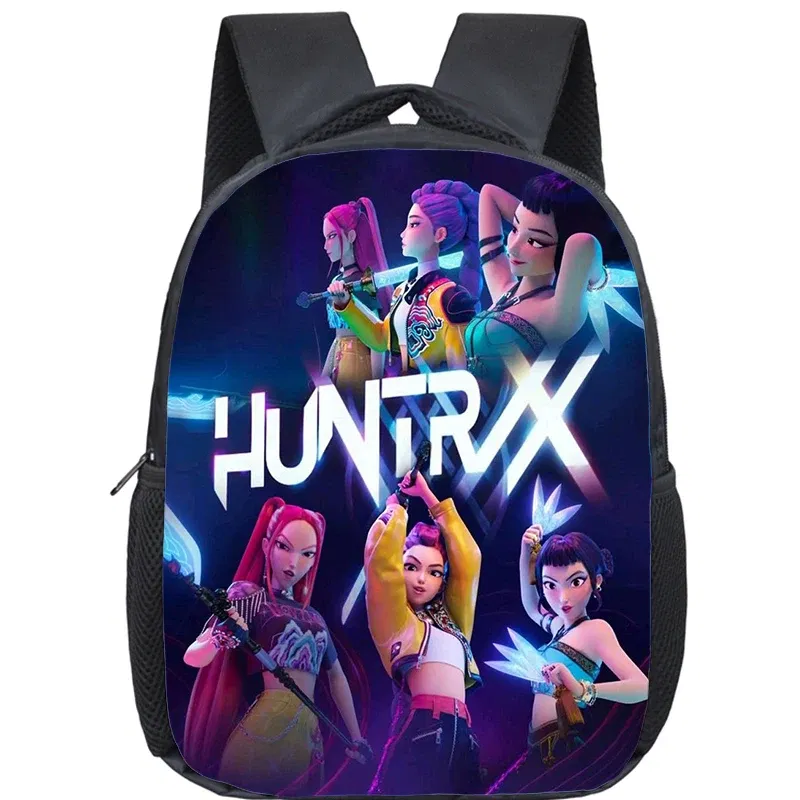Color: PURPLE - KPop Demon Hunters School Bags 12inch Lightweight Children Backpack Girls Boys Orthopedic Kids Book Bags Back To School Mochilas
