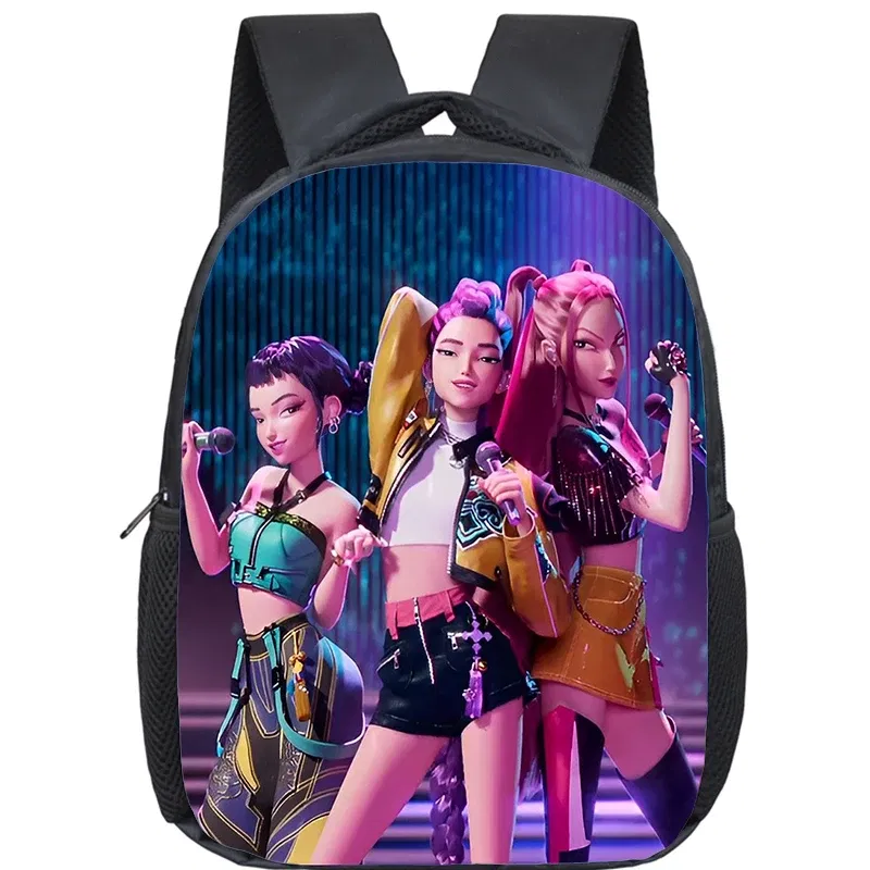 Color: PURPLE - KPop Demon Hunters School Bags 12inch Lightweight Children Backpack Girls Boys Orthopedic Kids Book Bags Back To School Mochilas