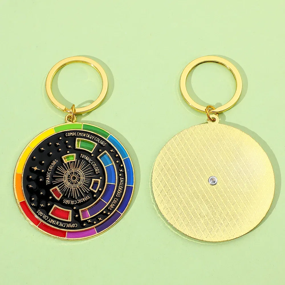 Color: black - Color Wheel Keyring for Painters, Interactive Keychain, Art Keychains, Gifts