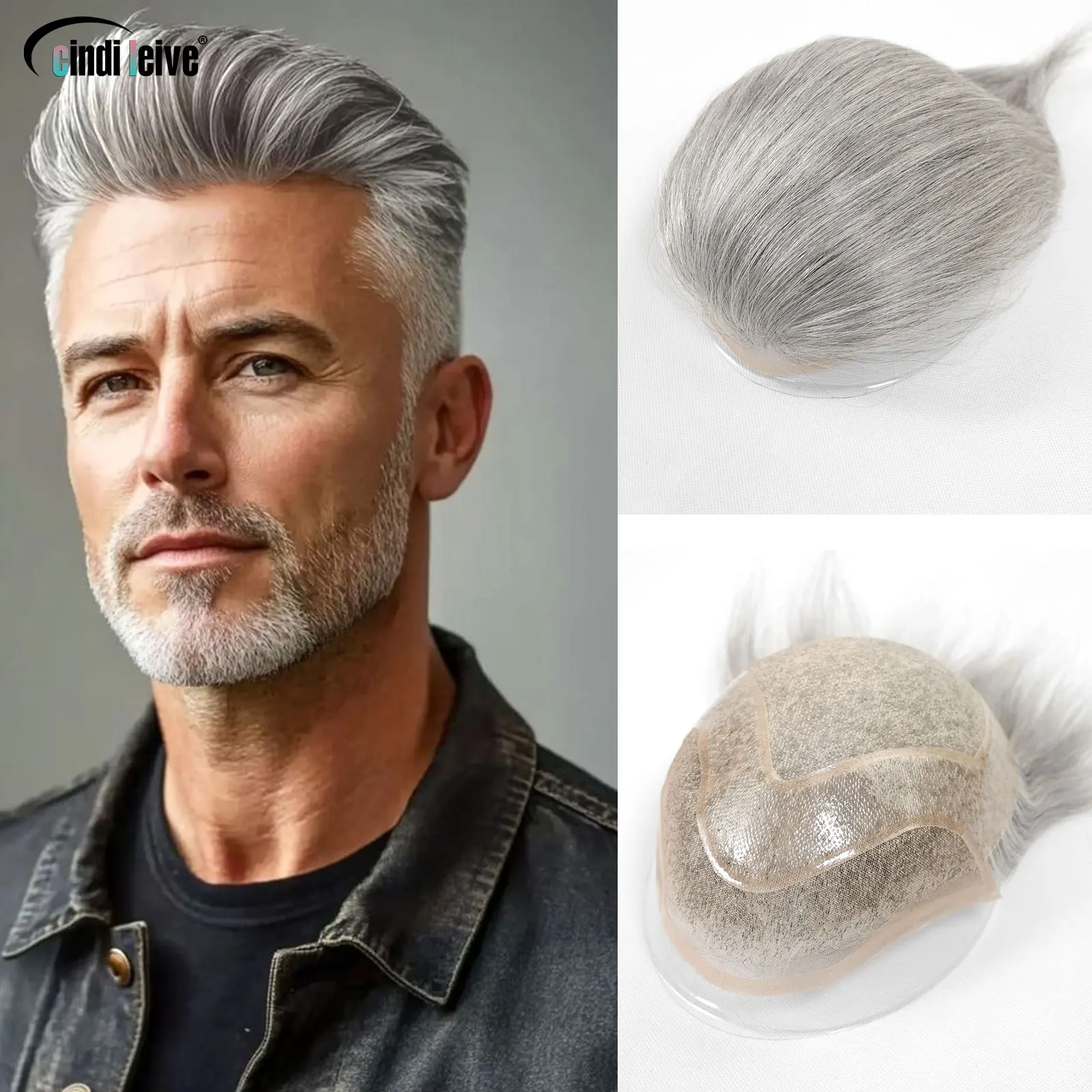 Toupee Color: 22R#, Toupee Density: 120%, Length: 6 inches, Toupee Size: 8x10 - #1B80 Grey Breathable Lace Front Male Wig Human Hair Piece Natural Hairline Lace&Mono&PU Men Toupee Men's Replacement Prosthesis