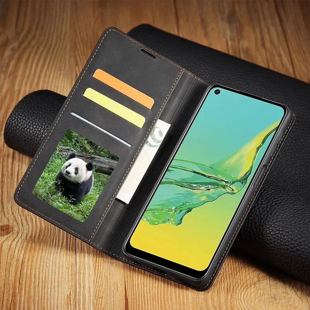 Color: black, Material: Leather - Leather Case for Samsung Galaxy A54 A53 A34 A33 A14 A13 A15 A25 A12 A22 A32 A52s A6 A7 A10 A20e A40 A50 A70 A21s A31 A41 A51 A71