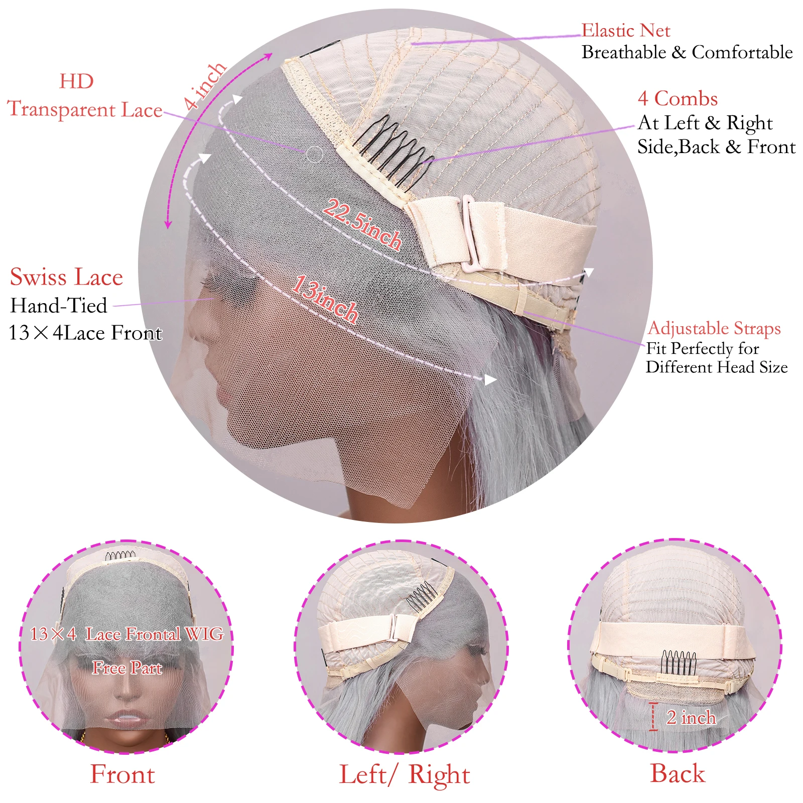 Hair Color: Grey, Stretched Length: 12inches, Density: 200% - Grey Straight Short Bob Wig Human Hair 13x4 Lace Front Frontal Wig 200 Density Sliver Gray Bob Lace Front Human Hair Wigs