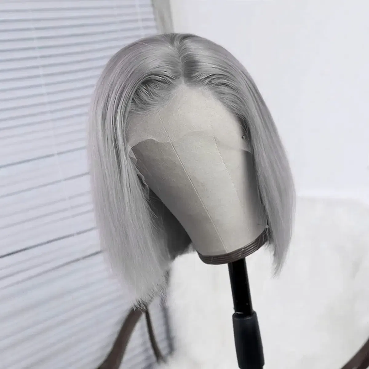 Hair Color: Grey, Stretched Length: 12inches, Density: 200% - Grey Straight Short Bob Wig Human Hair 13x4 Lace Front Frontal Wig 200 Density Sliver Gray Bob Lace Front Human Hair Wigs
