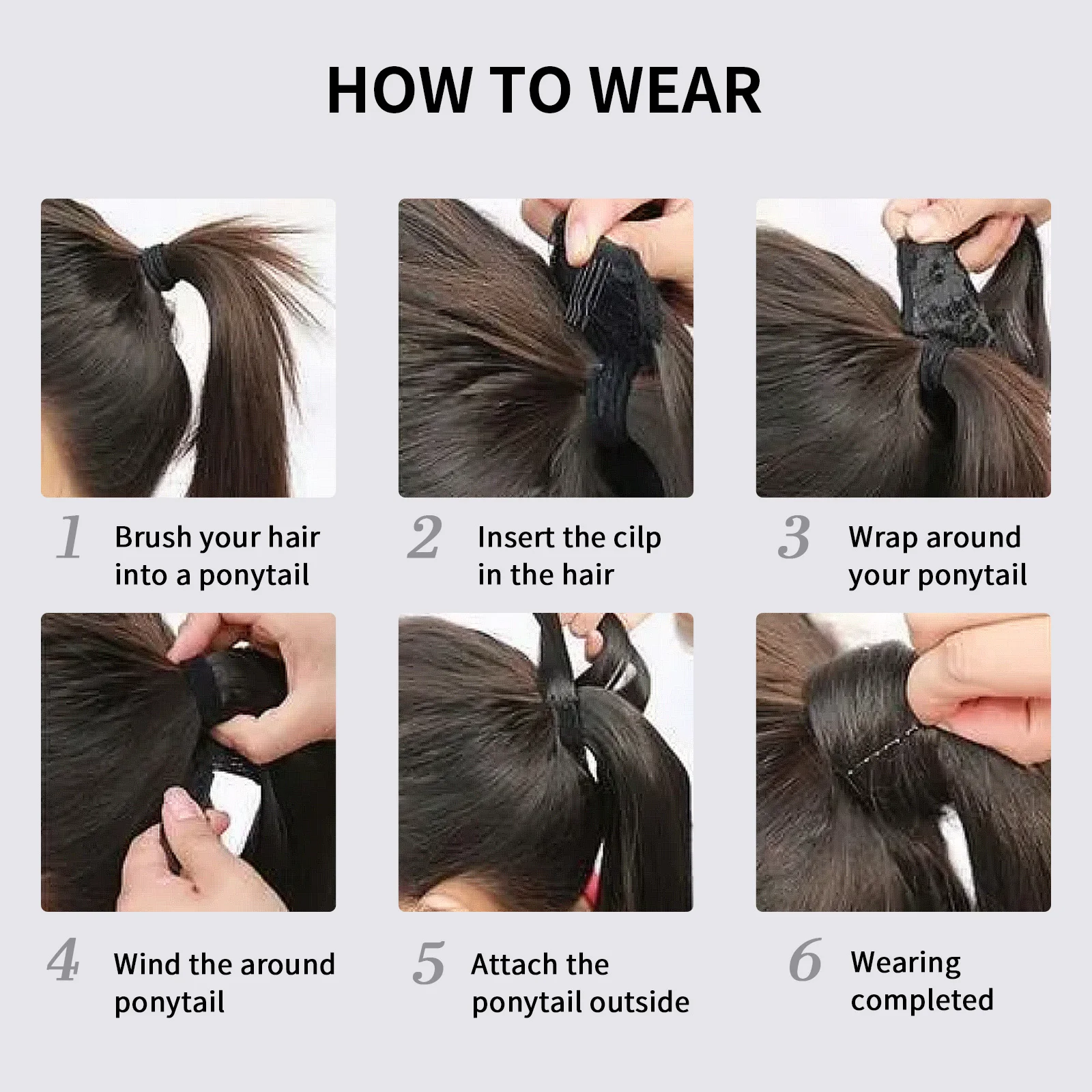 Color: 1B/30HL - Synthetic Hair Chip-in Hair Extension Pony Tail Wig Heat-Resistant Straight Hair With Ponytail Wig 20Inch Long Black Brown Ombr3