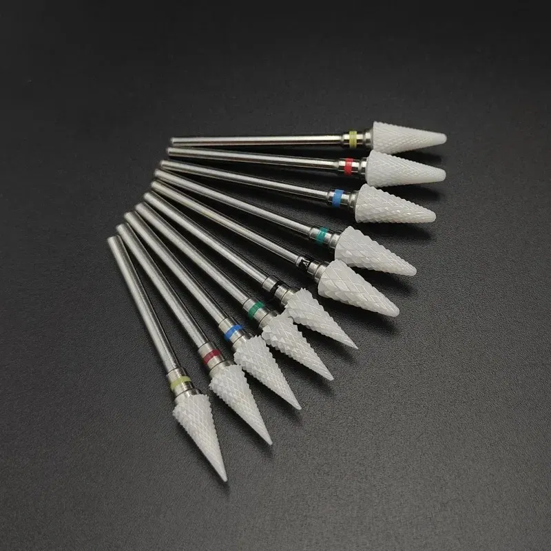 Color: Silver - Ceramic Carbide Nail Drill Bit Rotate Burr Milling Nail Cutter Bits Electric Drill Machine For Manicure Pedicure Tools