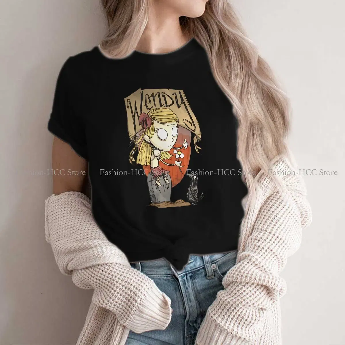 Color: WHITE, Size: S - Wendy And Cat Style Polyester TShirt Dont Starve Top Quality New Design Gift Clothes T Shirt Short Sleeve