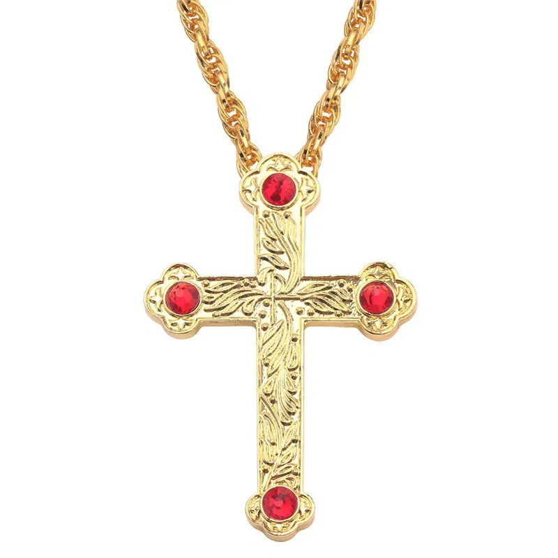 Color: Navy, Cross Size: 13 inches - Christian Prayer Jewelry Talisman Pendant Necklace Russian Slavic Charm Orthodox Eastern Church Cross Necklaces Men Women