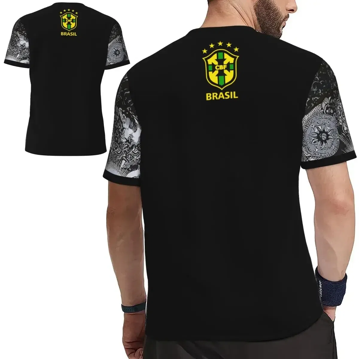Color: black, Size: XXL - 2024 Brazil Jesus Christ The Redeemer Special Edition Football Jerseys Breathable For Adult Children Soccer Traning Tops Shirts