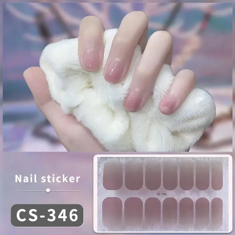 Color: NUDE - DIY Gel Nail Stickers Cured-free Long-Lasting Solid Color Nail Strips Patch Slider Sticker Full Cover Decal Nail Manicure Patch