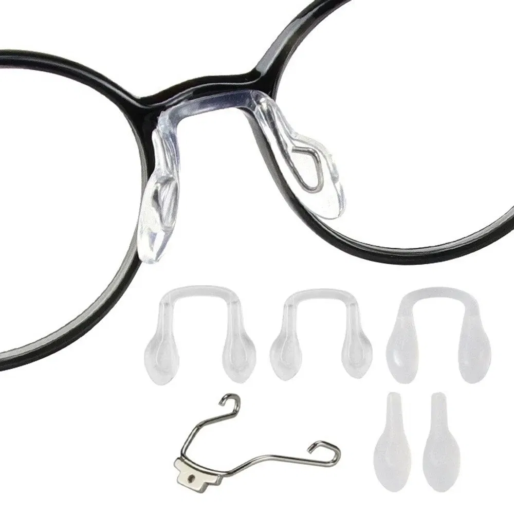 Color: green - 1pair Silicone U Shape Nose Pad Arm Eyeglasses Anti Slip Accesssory