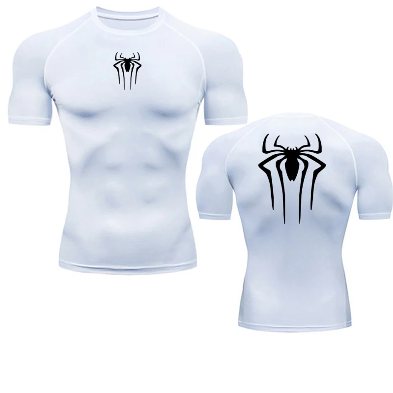 Color: GRAY, Size: S - Printed Men's Athletic Compression Shirts Athletic Quick Dry Breathable Rash Guard Athletic Tight Workout Tops Summer Men