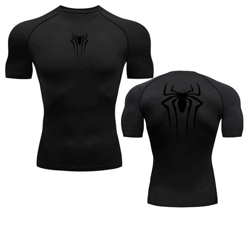 Color: GRAY, Size: S - Printed Men's Athletic Compression Shirts Athletic Quick Dry Breathable Rash Guard Athletic Tight Workout Tops Summer Men