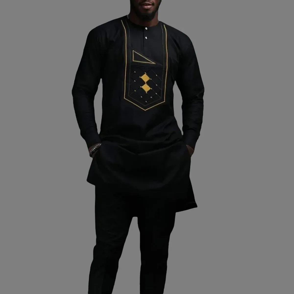Color: Mint, Size: XL - New Men's Tenos Wedding 2-Piece Suit Waist Pants Shirt Solid Color Panel Long Sleeve Party African Ethnic Style Clothing (M-4XL)