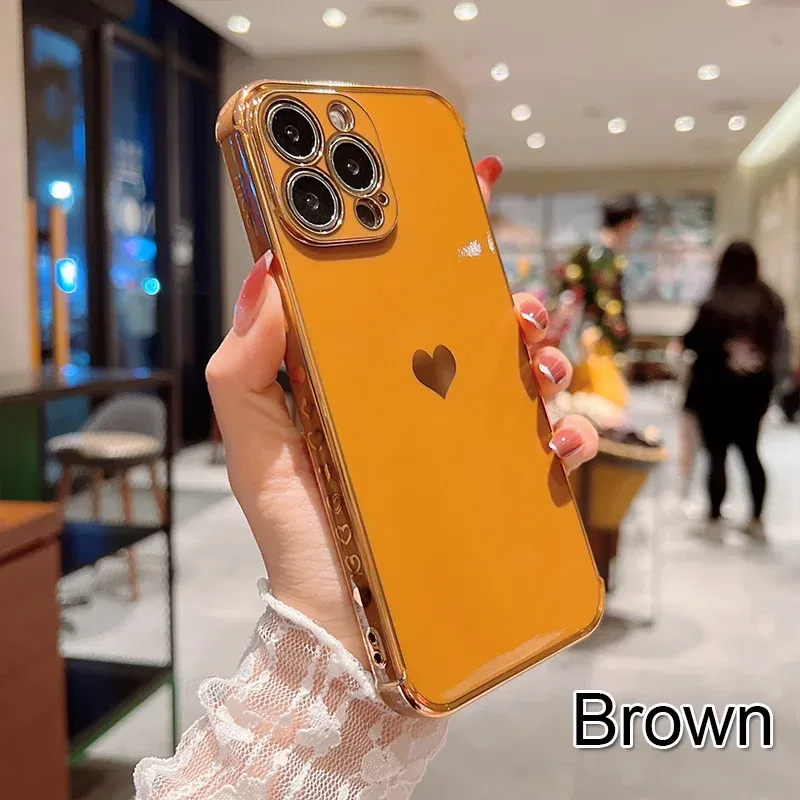 Color: Dark Grey, Compatible-Phone Models: For iPhone 15, Ships From: CN - Electroplating Side Love Heart Phone Case For IPhone 17 16 15 14 13 12 11 Pro Max XR 8 Plus SE2/SE3 Shockproof Back Cover