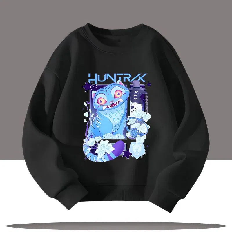 Color: SKY BLUE, Kid Size: 4 - K-pop Demon Hunters New Children's Round-neck Sports Shirt with Cartoon Print - 3-12 Years Old Cute Girl Casual Top