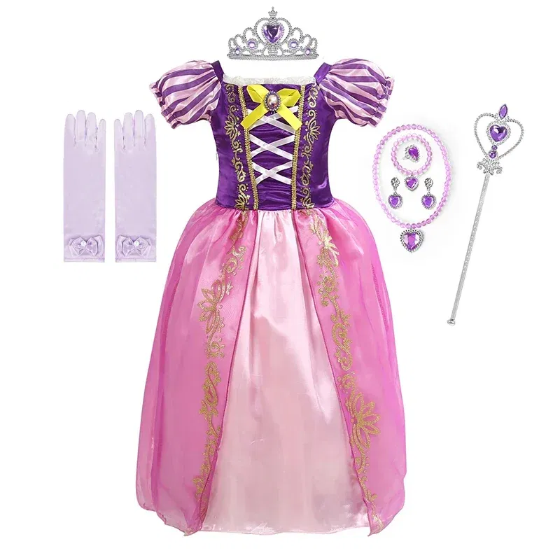 Kid Size: 9, Color: PURPLE - Belle Princess Dress for Girls Cosplay Beauty and The Beast Snow White Costumes Kids Halloween Carnival Birthday Clothes