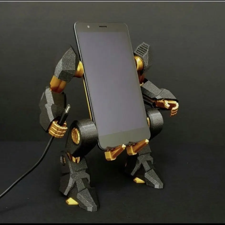Color: Green - Mechanical Exoskeleton Style Phone Stand Mecha Gundam Mobile Holder Desktop Decoration 3D Printing Assembly Model Customization
