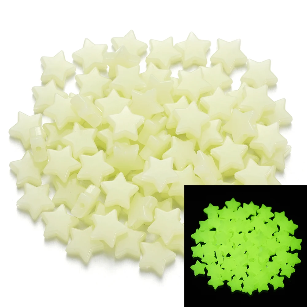 Color: Lavender, Item Diameter: 2mm - 50Pcs Luminous Star Beads Heart Shape Acrylic Beads Loose Spacer Beads for Jewelry Making DIY Bracelet Necklace Accessories