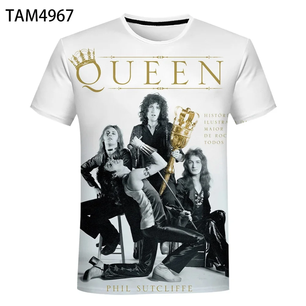 Color: Brown, Size: XS - New British Rock Band Queen 3D Printed Men Women T-shirt Casual Short Sleeve Oversized Tees Tops Fashion Punk O-Neck Clothing