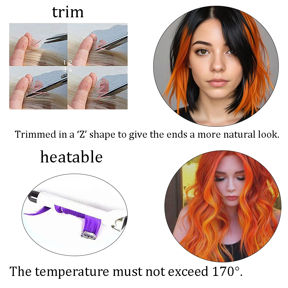 Color: T1B/PURPLE, Stretched Length: 22INCHES - 12-Pack 22" Long Heat Resistant Women's Clip-In Hair Extensions - Durable BB Clip, Natural Look, Trimmable, Easy to Style