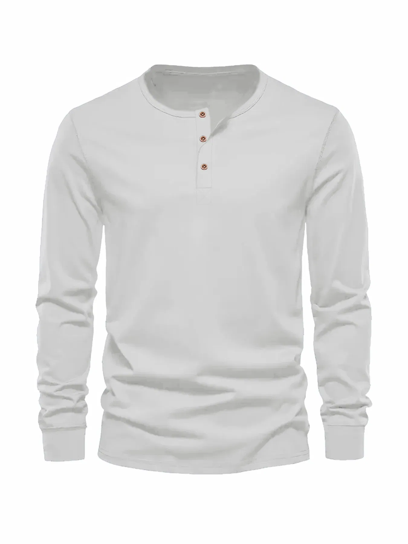 Color: Brown, Size: XXXL - Men's Long Sleeved Henley Neck T-shirt Slim Fit Bottoming Shirt Fitness Tops Tees Button Neck Casual Cozy Tshirt