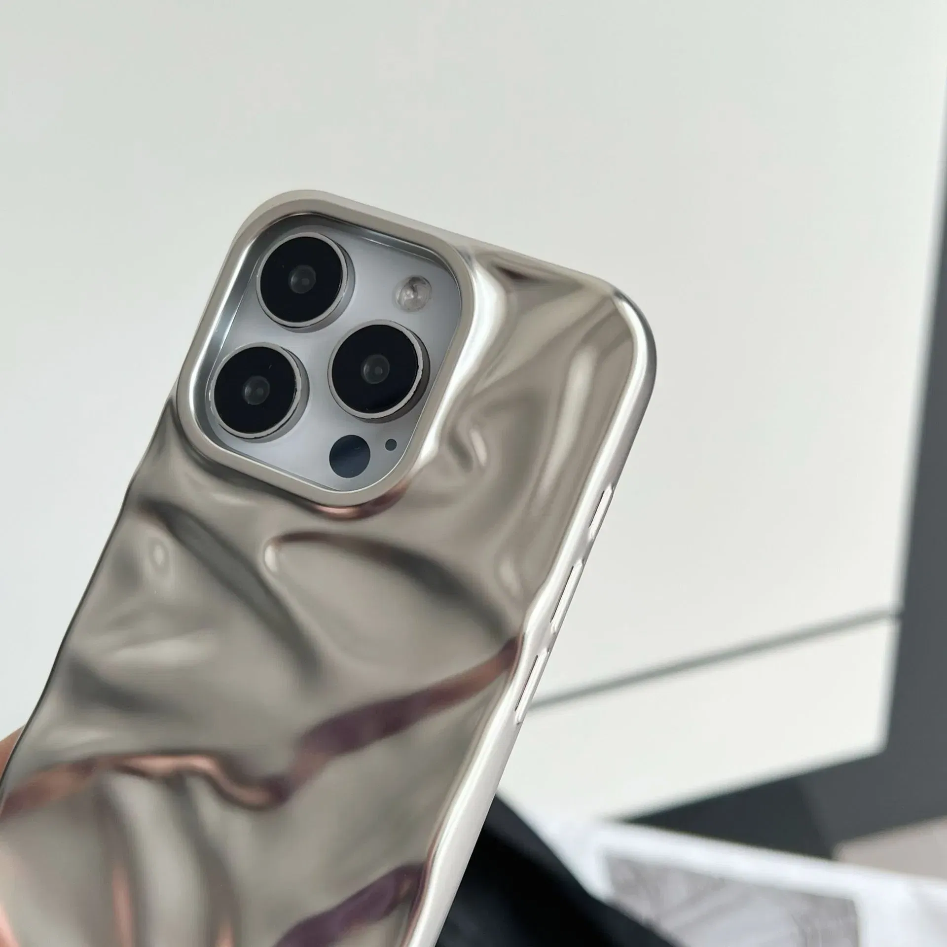 Color: Silver, Compatibility by Model: iPhone 14 Plus - Soft Matte 3D Wavy Pattern Phone Case For iPhone 16 17 ProMax 17 Air 15 14 Plus 13 12 Pro Max 11 ins Water Ripple Creative Cover