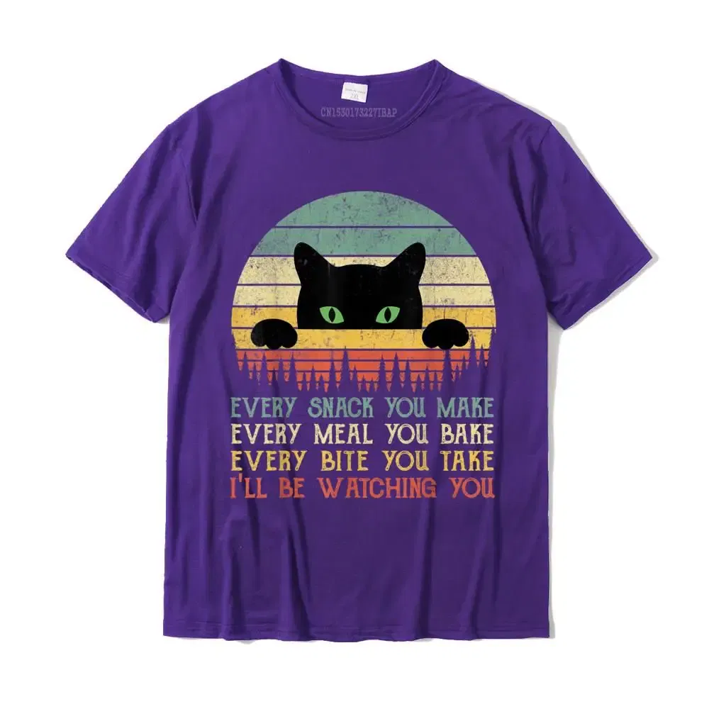 Color: PURPLE, Size: XL - Every Snack You Make Cat Funny Cat Mom Cat Mama Cat Dad T-Shirt Cotton T Shirts For Men Custom T Shirt Rife Printed