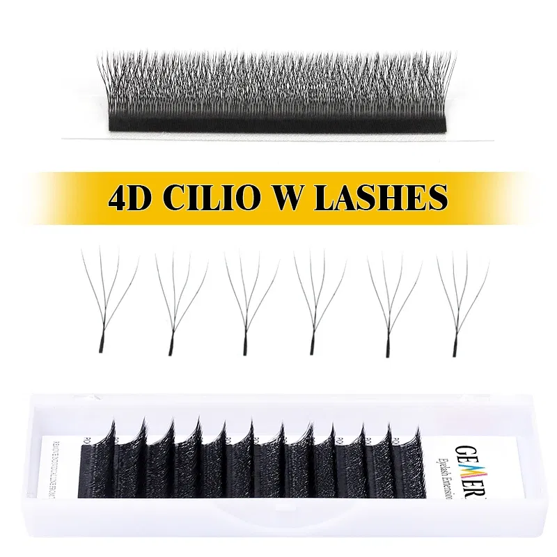 Curl: C, Thickness: 0.07mm, Length: 12mm, Ships From: CHINA - Gemerry Cilios W 4D W-shaped Eyelash Extension Automatic Flowering W Lashes LU/L/C/D Curl High Quality Individual Fake Eyelashes