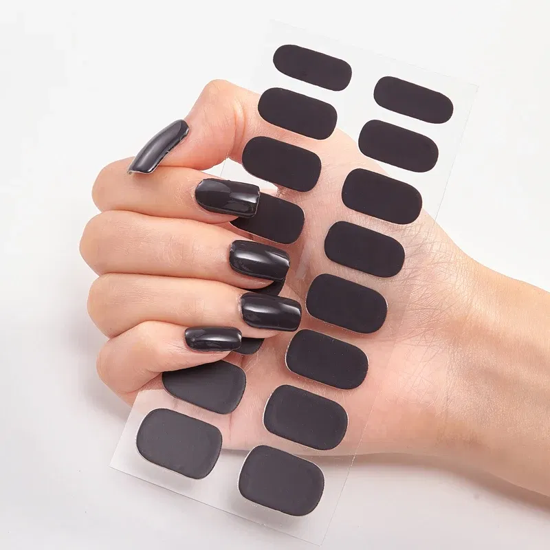 Color: Watermelon red - Nail Sticker Shiny Design Full Beauty Stickers for Nails Decals Plain Stickers Women Salon Nail Art