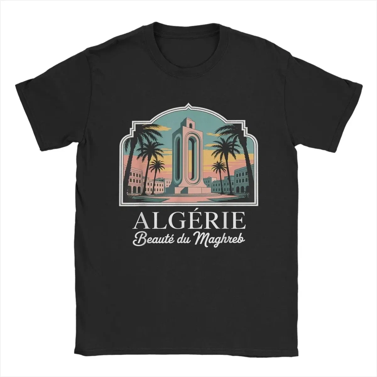 Color: Turquoise, Size: XL - Men Algeria DZ City Algerian T Shirts Africa Arab Pure Cotton Clothes Hipster Short Sleeve Crewneck Tees Gift Idea T-Shirt