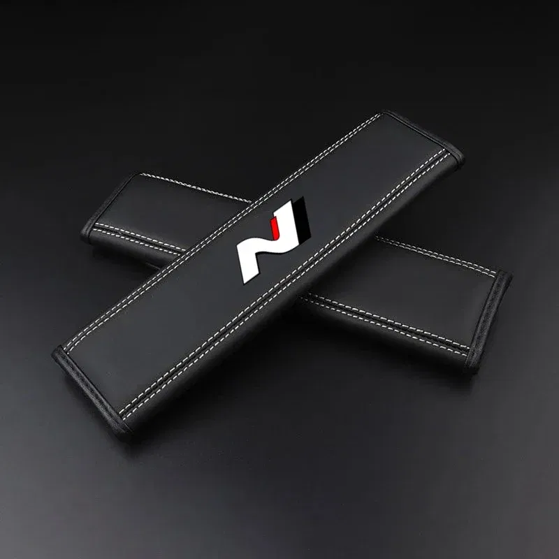 Color Name: Orange - Car Seat Belt Nappa Leather Safety Belt Shoulder Covers For Hyundai N Performance i30 i20 Elantra Tucson Kona Sonata Kona 2023