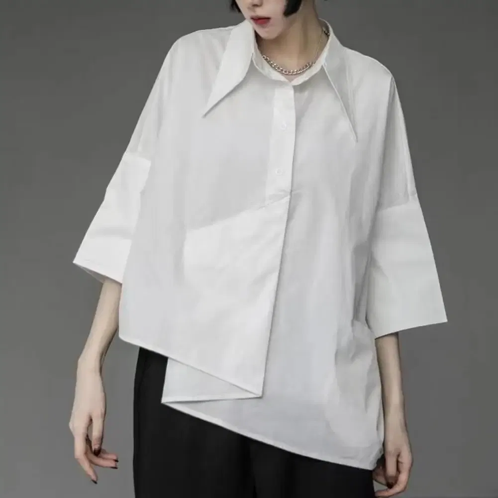 Color: Red, Size: S - Men Shirts Irregular Hem Black White Shirts Single Breasted Shorts Sleeves Handsome Blouse Men Women Tops Summer Spring Shirts
