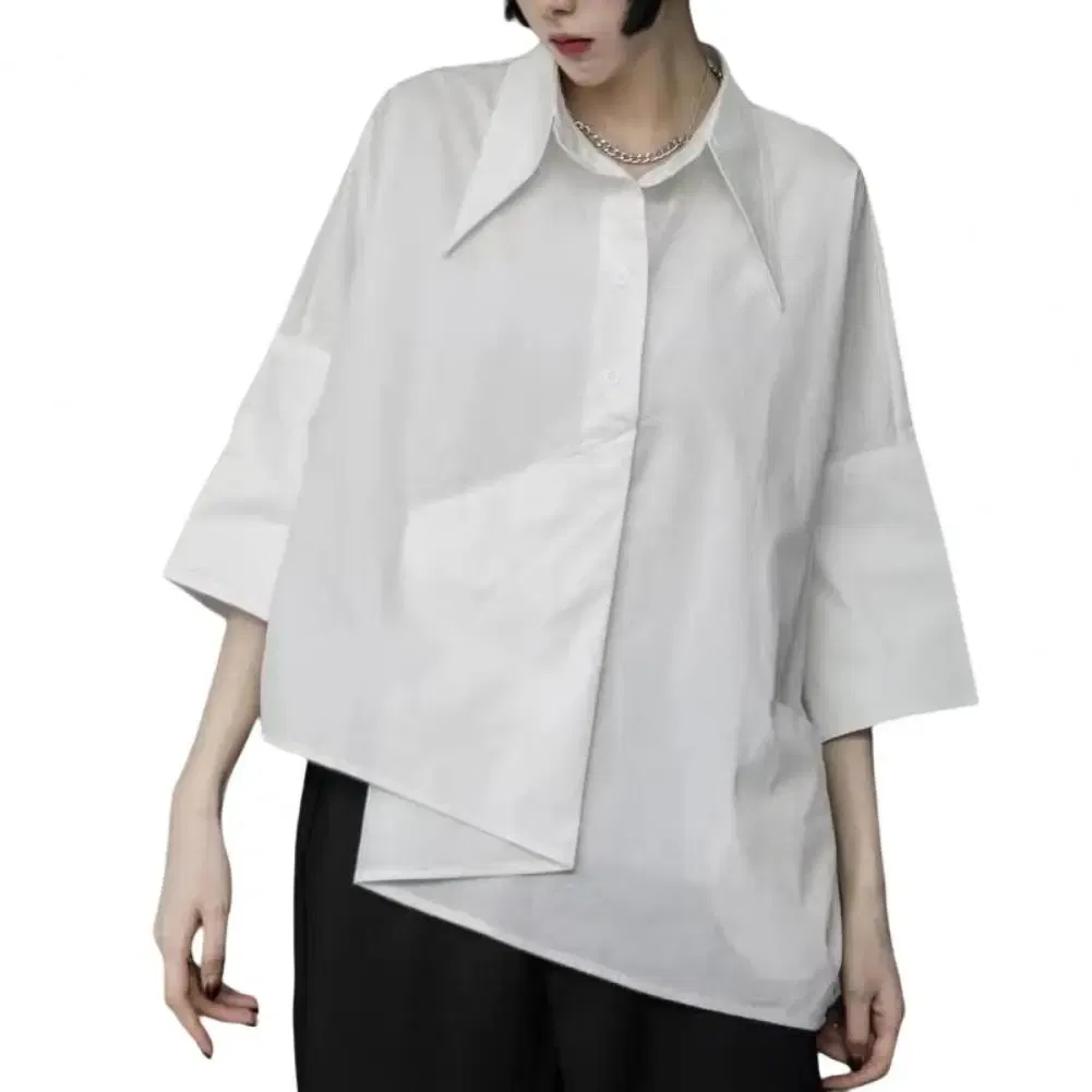 Color: Red, Size: S - Men Shirts Irregular Hem Black White Shirts Single Breasted Shorts Sleeves Handsome Blouse Men Women Tops Summer Spring Shirts