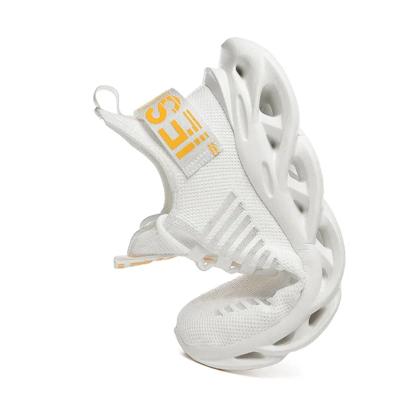 Color: WHITE, Shoe Size: 45 - Men Casual Shoes 2023 Summer New Breathable Versatile Lightweight Running Shockproof Men Sports Shoes Thick Sole Walking Gym