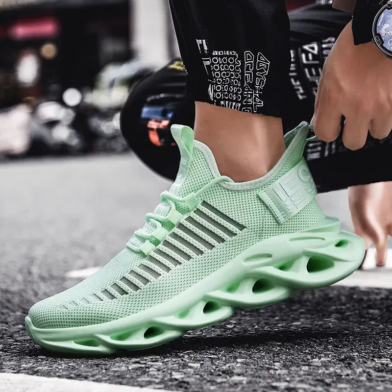 Color: WHITE, Shoe Size: 45 - Men Casual Shoes 2023 Summer New Breathable Versatile Lightweight Running Shockproof Men Sports Shoes Thick Sole Walking Gym