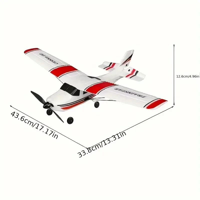 Cessna Model RC Airplane 3-Channel Fixed-Wing Fighter Glider, Foam Toy, Battery Powered with USB Charging, Weather Resistant, Push Button Control, 2.4G Remote, for Ages 14+, Rechargeable Lithium Polymer, 50m Max Altitude, 4m/s Speed - Ideal Gift for Chris