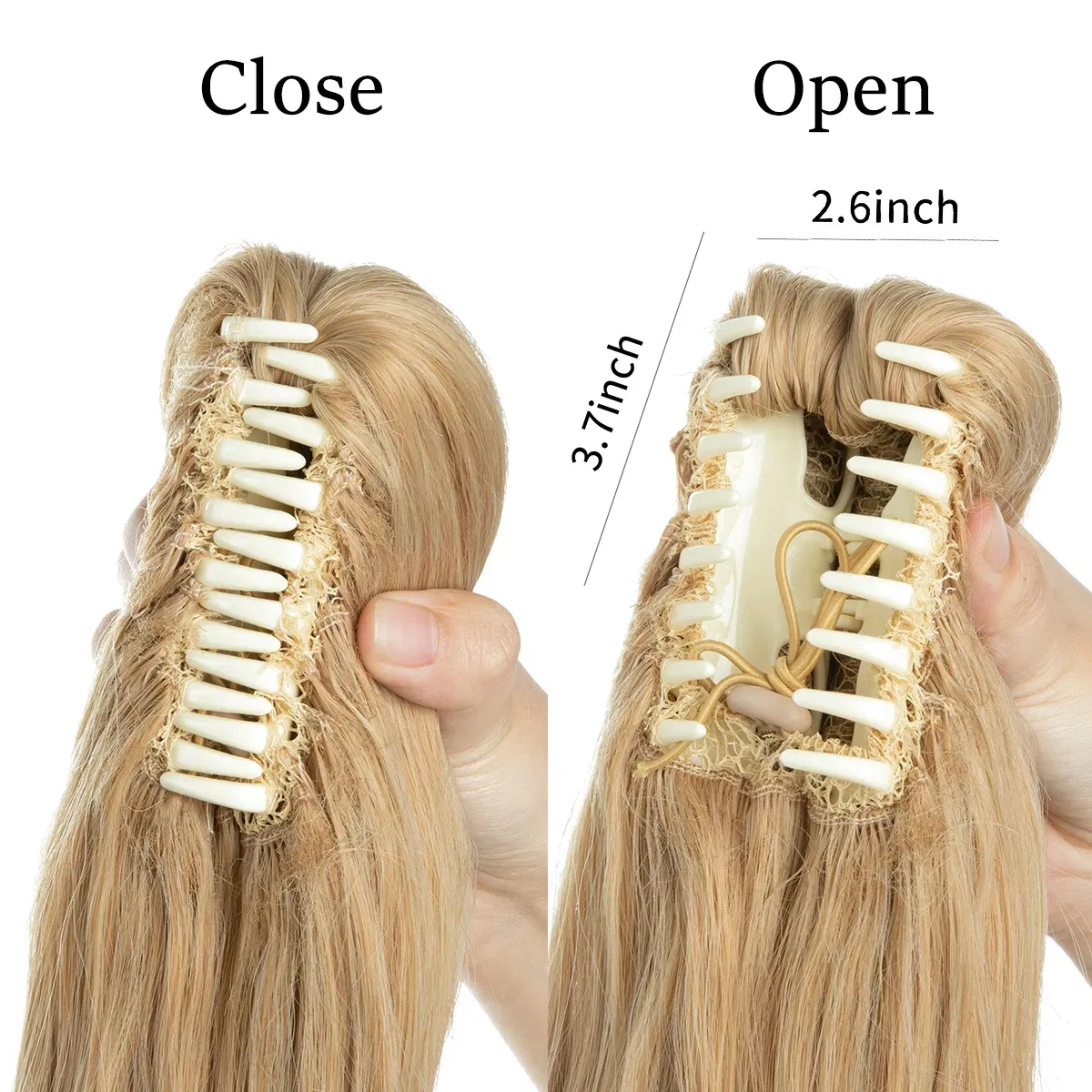 Color: #35, Bulk Buy: 1pc, Stretched Length: 14inches - Synthetic Claw Clip In Ponytail Hair Extensions Wavy Hairpiece 14" Fake Blonde Black Hair False Pigtail With Elastic Band