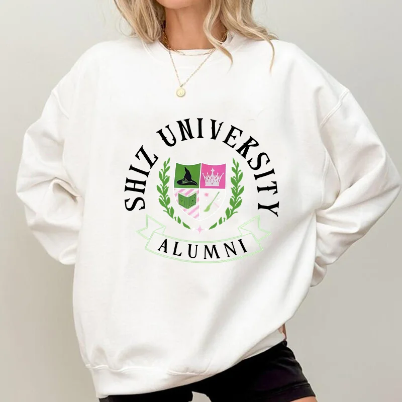 Color: WHITE, Size: S - Individual Wicked Alumni Sweatshirt Woman Clothing Harajuku Pullover Streetwear Autumn Long Sleeve Women's Clothing Hoodies