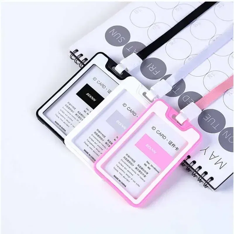 Color: Gray Dove - Unisex Colorful Employee Id Case with Lanyard Double Side Id Credit Card Holder Access Bus Card Case Badge Holder Card Sleeve