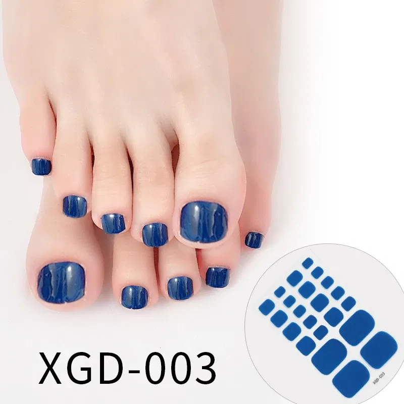 Color: army green - Dropshipping 22tips/Sheet Color Toe Nail Polish Stickers/Strips Fake Nails Toenail Wraps Nail Art Nail Adhesive Self-Adhesive