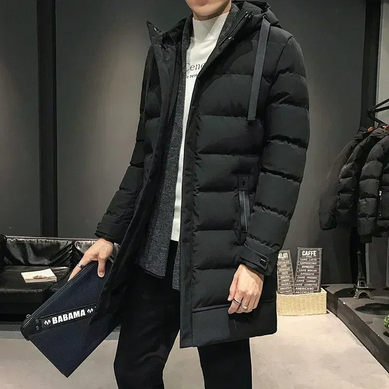 Color: Beige, Size: 4XL - Men Long Down Jackets Winter Coats Chaquetas Hooded Casual Winter Parkas High Quality Male Green Warm Parkas Coats Size 8XL